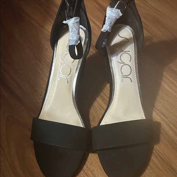 Sugar Black Ankle Strap Heels - Picture 2 of 2